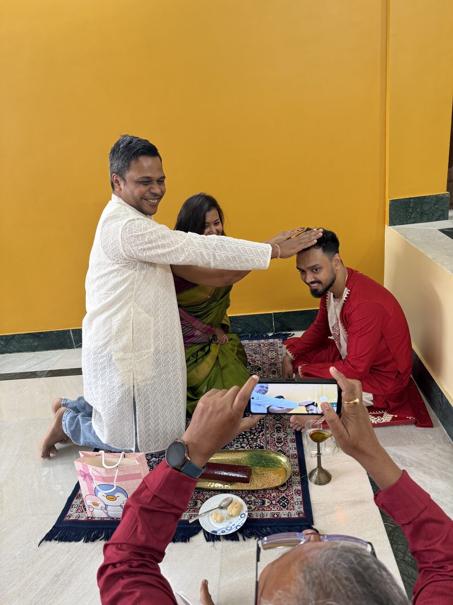 Shoumo and Rituparna in a playful moment as someone records on phone